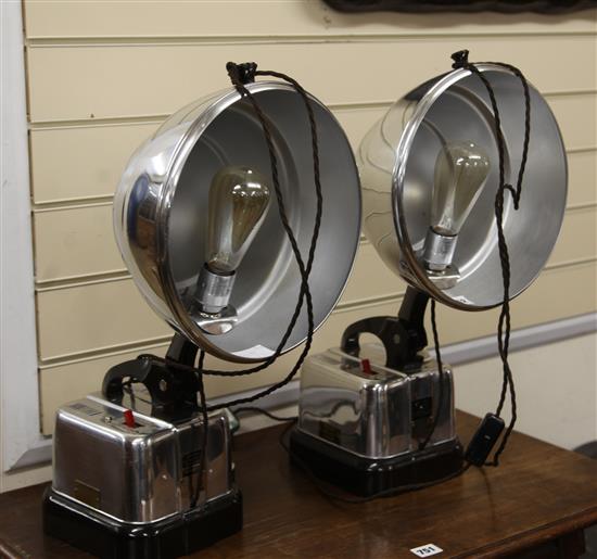 A pair of Hanova Heta lamps, converted to desk lamps